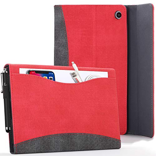 FOREFRONT CASES Hülle für iPad 9. Generation - Apple iPad 10.2 2021 Hülle, Dokumenten Tasche & Pencilhalter - Rot - Smart Auto Schlaf/Wach, iPad 10,2 Zoll 2021 (9. Generation) Schutzhülle, Tasche von FOREFRONT CASES