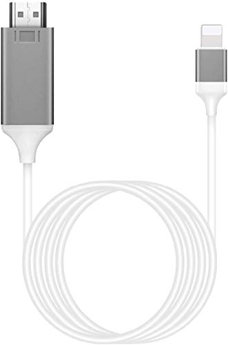 [Apple MFi zertifiziert] HDMI-Adapter für Handy auf TV, kompatibel mit iPhone, iPad, Sync-Bildschirmanschluss direkt an HD-TV/Monitor/Projektor, kein Netzteil nötig, weiß von FORETOO