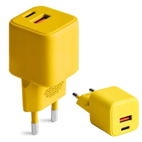 FOREVER COLORUM Ladegerät USB-A USB-C 30W Gelb - Quick Charge Funktion und Power Delivery Technologie - USB Ladegerät mit Feuerfestes Gehäuse und GaN-Technologie - Schnellladegerät USB C USB A von FOREVER