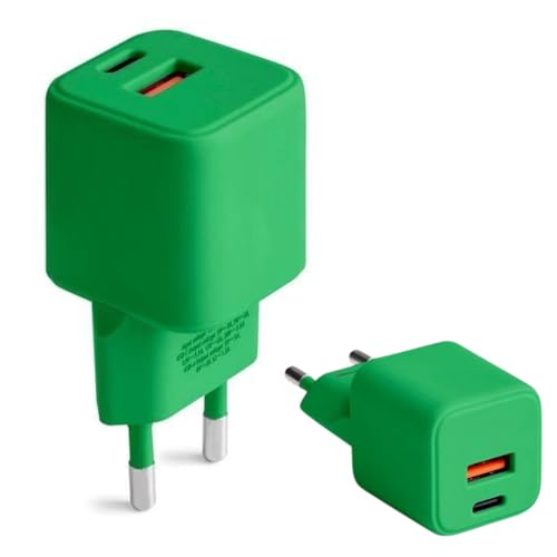 FOREVER COLORUM Ladegerät USB-A USB-C 30W Grün - Quick Charge Funktion und Power Delivery Technologie - USB Ladegerät mit Feuerfestes Gehäuse und GaN-Technologie - Schnellladegerät USB C USB A von FOREVER