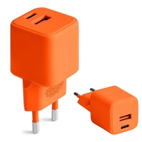FOREVER COLORUM Ladegerät USB-A USB-C 30W Orange - Quick Charge Funktion und Power Delivery Technologie - USB Ladegerät mit Feuerfestes Gehäuse und GaN-Technologie - Schnellladegerät USB C USB A von FOREVER