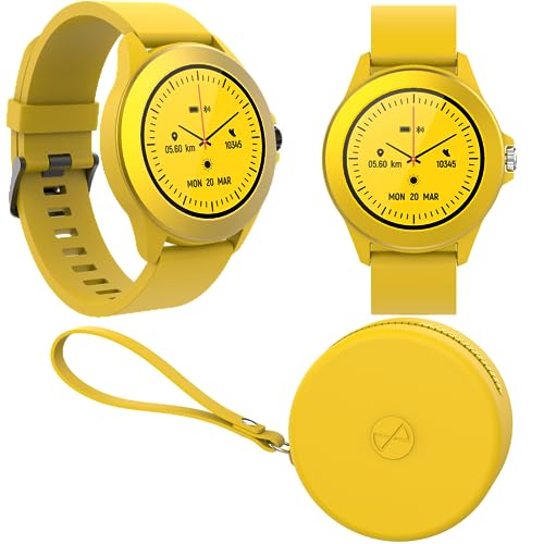 FOREVER Colorum Smartwatch 1.22" wasserdicht IP68 Damen Herren Unisex, Bunte Jugenduhr, Verschiedene Sportmodi zur Auswahl, Menstruationskalender, Musiksteuerung, App-Benachrichtigungen (gelb) von FOREVER