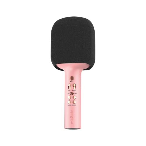 FOREVER MaxLife Bluetooth-Mikrofon mit Lautsprecher MXBM-600 Rosa Kabellos Lautsprecher mit Microfon 3W Kompatibel mit iPhone, Android, 1200 mAh Akku, Tragbares Musik Maschine für Kinder, Erwachsene von FOREVER