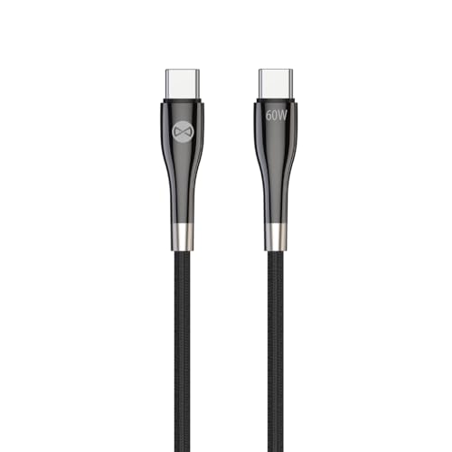 FOREVER Sleek USB C Kabel 60W 1m Schwarz - Ladekabel USB C auf USB C für Schnelles Laden - USB C Ladekabel 1m mit Metallischen Anschlüssen - Kompatibel mit Smartphone Laptop und Tablet von FOREVER