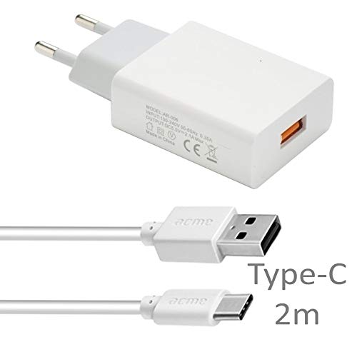 FOREVER - USB-Ladegerät 2 A + Typ-C-Kabel 2 Meter für Oppo Find X3 Neo - Find X3 Lite - Find X3 Pro - Find X2 Lite - A72 - Find X2 Neo - Find X2 Pro - Reno4 - Reno4 Pro 5G - Reno4 Z 5G - A53s - und + von FOREVER