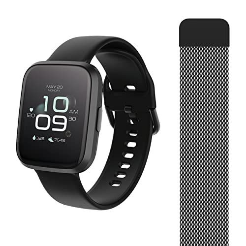 FOREVER smartwatch ForeVigo 2 SW-310 IP68 Bluetooth: v 5.0 Auflösung 240 x 240 px 180 mAh Akku 12 Tage Schrittzähler Kalorien Verbindungen 2 Armbänder (Black) (Black) von FOREVER