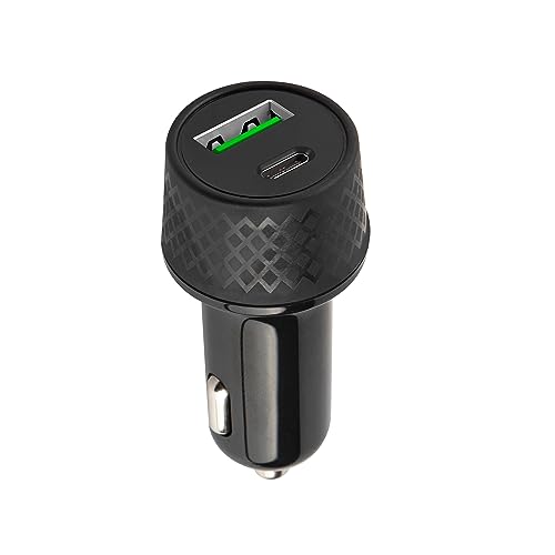 Forever Auto-Ladegerät USB+USB-C 45W KFZ Autoladegerät Zigarettenanzünder, Adapter für iPhone, Samsung, Huawei und mehr schwarz - Schnellladen mit Power Delivery von FOREVER