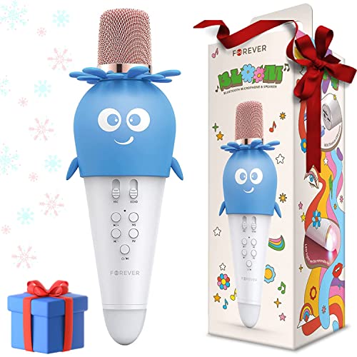 Forever Bluetooth Lautsprecher Mikrofon AMS-200 Blume Karaoke Karotte für Kinder Geschenk Stimme Modulation Reduzierung LED Gesangsabbau mit Smartphone Kinder von FOREVER