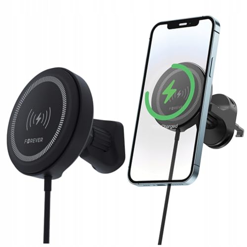 Forever Handyhalterung Auto mit Ladefunktion 15W - Handyhalterung Auto Magnet für Lüftungsgitter - Stabil und Zuverlässig für Unterwegs - Handyhalter Auto mit Verstellbarem Neigungswinkel des Telefons von FOREVER