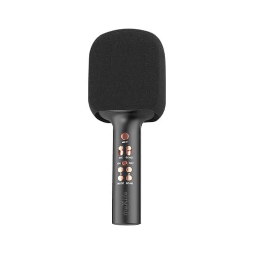 Maxlife Bluetooth Mikrofon mit Lautsprecher MXBM-600 schwarz Kabellos Lautsprecher mit Microfon 3W Kompatibel mit iPhone, Android, 1200 mAh Akku, Tragbares Musik Maschine für Kinder, Erwachsene von FOREVER