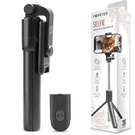 Selfie-Stick mit drahtlosem Fernbedienung, Aluminium-Stativ, Selfie-Stick mit drahtlosem Fernbedienung, 360° drehbar, Selfie-Stick für iPhone, Samsung von FOREVER