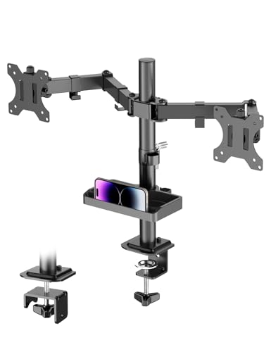 2 Monitor Halterung 2 Monitore für 13-27 Zoll Bildschirm, Monitor Stand, Dual Arm Höhenverstellbar Drehungbar, Monitorhalterung Max 10Kg von FORGING MOUNT