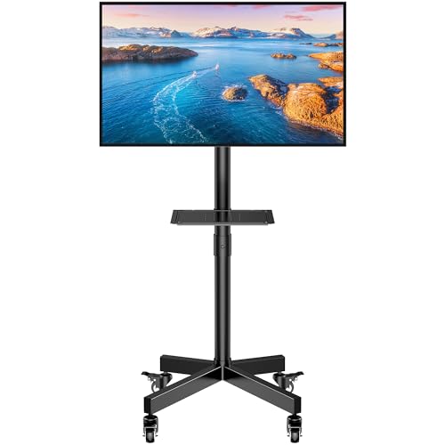 FORGING MOUNT TV Ständer Rollbar für 23-60 Zoll Fernseher, Mobile Fernsehständer mit Rollen Höhenverstellbar Neigbar, Rollen sind Feststellbar, bis zu 40KG, Max VESA 400x400 mm von FORGING MOUNT