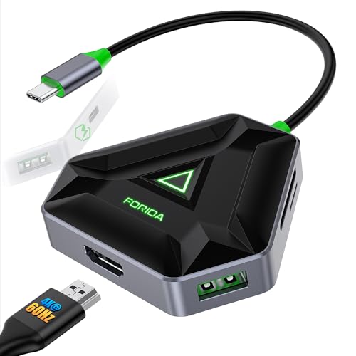 USB C Hub, USB C Dockingstation mit 4K@60HZ HDMI Ausgangmit, 2 USB A 3.0, SD/TF-Kartenlesegerät, 100W PD, USB C Adapter kompatibel für MacBook/Dell/HP/und mehr USB-C-Geräte von FORIDA