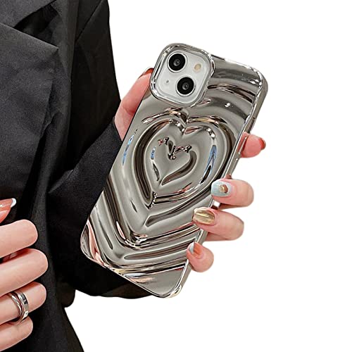 FORKIS iPhone 14 case 3D Herz Wasser Ripple Telefon Fall Für iPhone 14 13 12 11 Pro Max Fälle Weiche Silikon Stoßfeste Shell-for iPhone 14 Pro,Silver Color von FORKIS