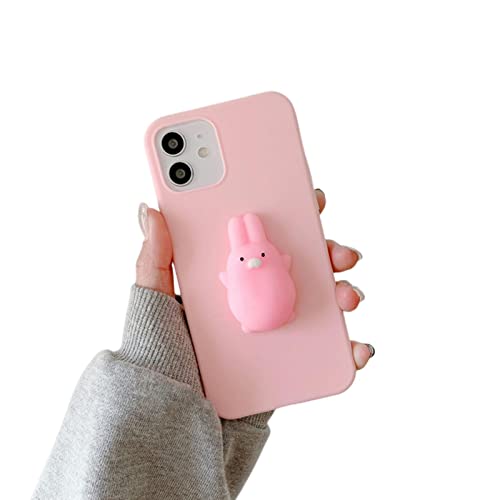 FORKIS iPhone 14 case Squishy Case Für iPhone 14 12 13 Mini 11 Pro Xr Xs Max Se 2020 6S 7 8 Plus Cover Soft Cases-for iPhone 13 Pro,Pink Rabbit von FORKIS