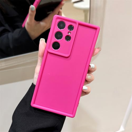 Candy Liquid Silicone Soft Case für Samsung Galaxy S24 S23 S22 S21 Ultra Plus FE A54 A34 A14 A73 A53 A33 Objektivschutzabdeckung, Rose, für Galaxy A32 5G von FORLUZ