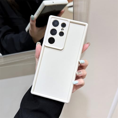 Candy Liquid Silicone Soft Case für Samsung Galaxy S24 S23 S22 S21 Ultra Plus FE A54 A34 A14 A73 A53 A33 Objektivschutzabdeckung, Weiß, für Galaxy A52 A52S von FORLUZ