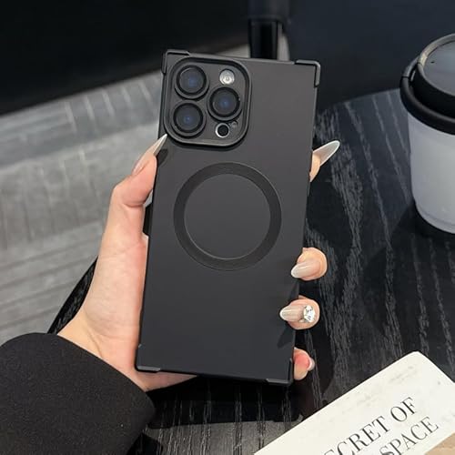 FORLUZ Einfaches kabelloses Laden, magnetische Hülle für iPhone 16 15 14 13 Pro Max, Silikonhülle (für iPhone 14 Pro Max/Schwarz) von FORLUZ
