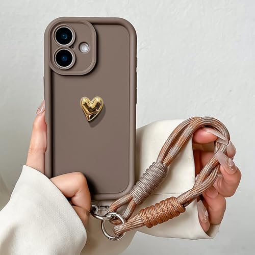 FORLUZ Lanyard-Telefonhülle für iPhone 15 14 13 12 11 Pro MAX XS Max XR 7 8 Plus Handgelenkkette Handschlaufe Weiche TPU-Abdeckung, TGoldXin, CoffeeSS, Für iPhone 14 von FORLUZ