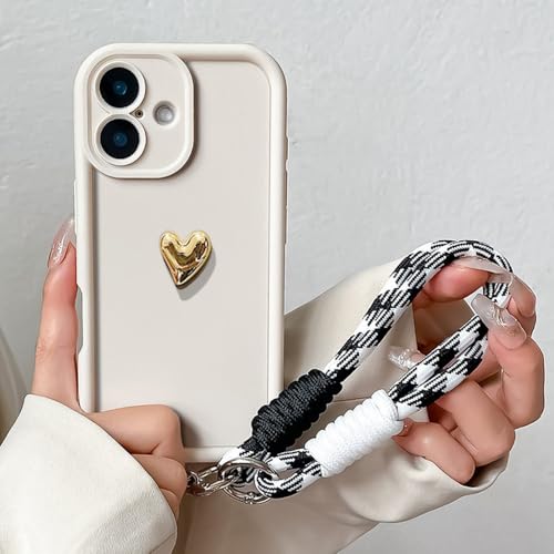 FORLUZ Lanyard-Telefonhülle für iPhone 15 14 13 12 11 Pro MAX XS Max XR 7 8 Plus Handgelenkkette Handschlaufe Weiche TPU-Abdeckung, TGoldXin, WhiteSS, Für iPhone 15 Plus von FORLUZ