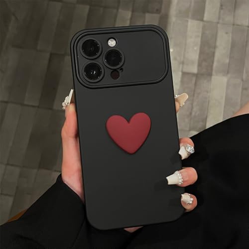 FORLUZ Love Heart Großes Fenster Bunte Farbverlauf-Silikon-Softcase für iPhone 15 14 Pro Max 13 12 11 X XR Objektivschutzhülle, Schwarz, Für iPhone XSMax von FORLUZ