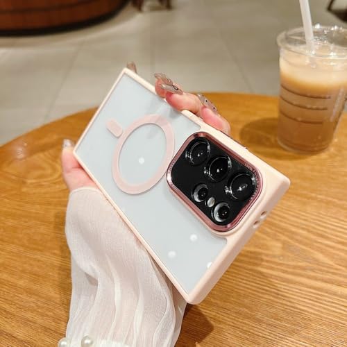 FORLUZ Luxuriöse, magnetische Hüllen mit Metallring und Linse für Samsung S25, S24, S23, S22 Ultra Plus, S21, S20 FE, stoßfeste, transparente HD-Abdeckung, Pink, für Samsung Galaxy S20 FE von FORLUZ