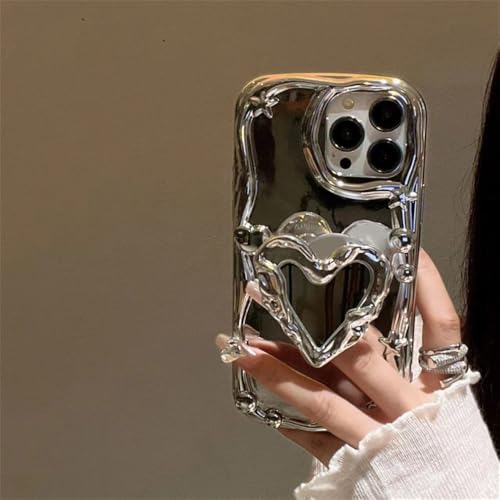 FORLUZ Luxuriöse, modische Handyhülle mit Spiegel und Herzform für iPhone 15 14 13 12 11 Pro Max 14 15 Plus, stoßfeste Schutzhülle, Silber, für iPhone 11ProMax FORLUZ Luxuriöse, modische Handyhülle mit Spiegel und Herzform für iPhone 15 14 13 12 11 Pro Max 14 15 Plus, stoßfeste Schutzhülle, Silber, für iPhone 11ProMax von FORLUZ