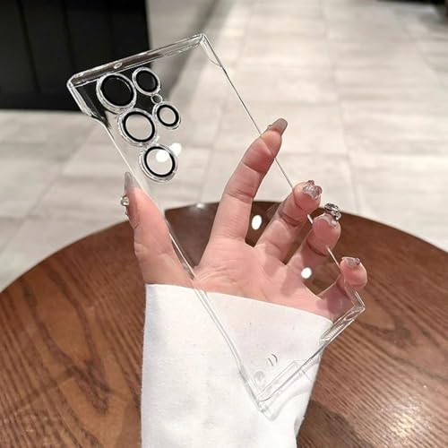FORLUZ Luxuriöse, rahmenlose Hülle für Samsung S25, S24 Ultra, S23, S22 Ultra, transparente Kameraobjektivfolie, Schutz, stoßfeste Abdeckung, transparent, für S24 Plus von FORLUZ