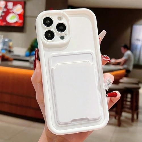 FORLUZ Luxuriöse, weiche Silikon-Brieftaschen-Handyhülle für iPhone 15 14 11 13 12 Pro Max 7 8 Plus X XR XS Kartenhalter-Stoßfeste Abdeckung, weiß, für iPhone 14 Pro von FORLUZ