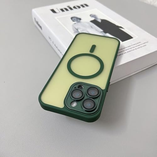 FORLUZ Magnetische Schutzhülle für iPhone 15, 14, 13, 12, 11 Pro Max, kabellose Ladeabdeckung, Dunkelgrün, für iPhone 13 ProMax von FORLUZ