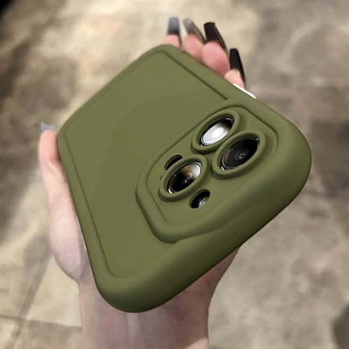 FORLUZ Matte, weiche, flüssige Silikon-Telefonhülle für iPhone 11 12 13 14 15 Pro Max X XR XS Plus Kameraschutz Stoßfeste Abdeckung, Grasgrün, für iPhone 15 von FORLUZ