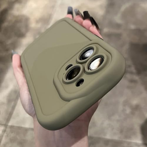 FORLUZ Matte, weiche, flüssige Silikon-Telefonhülle für iPhone 11 12 13 14 15 Pro Max X XR XS Plus Kameraschutz Stoßfeste Abdeckung, grün, 15 Pro Max von FORLUZ