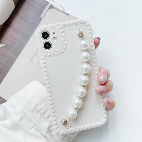 FORLUZ Perlenarmband, Handgelenksschlaufe, Kette, weiche Handyhülle für iPhone 13 12 14 Pro MiNi 11 XR X XS Max 7 8 Plus 6 SE 2 3 Rückseite, Weiß, Für iPhone 13ProMax von FORLUZ
