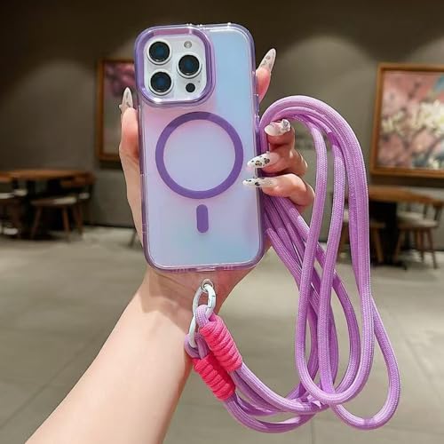 FORLUZ Shining Shadow Magnetische Saughülle für iPhone 15 14 13 12 Pro Max Plus Kabellose Ladeabdeckung mit Tragegurt, Lila, Für iPhone 13 ProMax FORLUZ Shining Shadow Magnetische Saughülle für iPhone 15 14 13 12 Pro Max Plus Kabellose Ladeabdeckung mit Tragegurt, Lila, Für iPhone 13 ProMax von FORLUZ