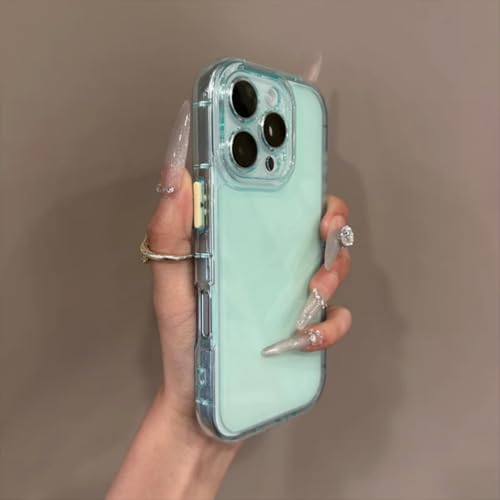 FORLUZ Transparente ovale weiche Hülle für iPhone 16 15 14 Plus 13 12 Pro Max, durchsichtiger Kameraschutz, stoßfeste Abdeckung (für iPhone 15/Grün) von FORLUZ