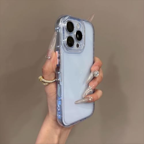 FORLUZ Transparente ovale weiche Hülle für iPhone 16 15 14 Plus 13 12 Pro Max, durchsichtiger Kameraschutz, stoßfeste Abdeckung (für iPhone 16/Blau) von FORLUZ