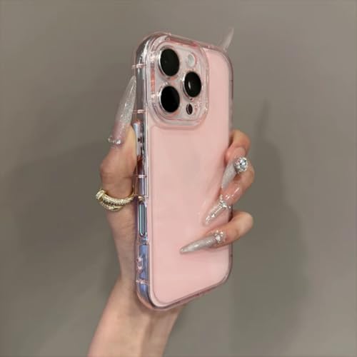 FORLUZ Transparente ovale weiche Hülle für iPhone 16 15 14 Plus 13 12 Pro Max, durchsichtiger Kameraschutz, stoßfeste Abdeckung (für iPhone 16/Pink) von FORLUZ