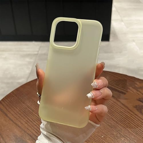 FORLUZ Weiche, Matte Silikon-Handyhülle für iPhone 11 13 16 15 Pro Max 14 12 16 Plus 13promax, stoßfest, transparent, klares Gelb, für iPhone 14 von FORLUZ