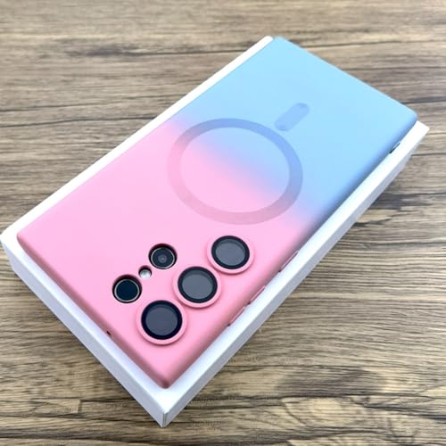 Farbverlauf-Silikonhülle für Samsung Galaxy S24 S23 S22 S21 S20 Ultra Plus FE Note 20 10 S 24 23 22 S20FE Ladeabdeckung, Pink Blau, für Samsung Note 20 von FORLUZ
