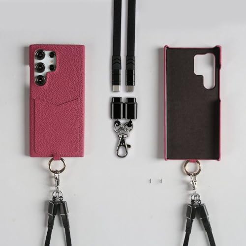 Ladekabel-Lanyard-Hülle für Samsung Galaxy S24 Ultra S23 S22 S21FE S20 Note20 Umhängegurt mit Kartenfach, Rosé-schwarzer Gurt, für Samsung Galaxy Note10 Ladekabel-Lanyard-Hülle für Samsung Galaxy S24 Ultra S23 S22 S21FE S20 Note20 Umhängegurt mit Kartenfach, Rosé-schwarzer Gurt, für Samsung Galaxy Note10 von FORLUZ