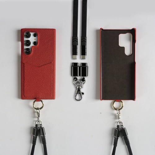 Ladekabel-Lanyard-Hülle für Samsung Galaxy S24 Ultra S23 S22 S21FE S20 Note20 Umhängegurt mit Kartenfach, rot-schwarzer Gurt, für Samsung Galaxy Note10 Ladekabel-Lanyard-Hülle für Samsung Galaxy S24 Ultra S23 S22 S21FE S20 Note20 Umhängegurt mit Kartenfach, rot-schwarzer Gurt, für Samsung Galaxy Note10 von FORLUZ