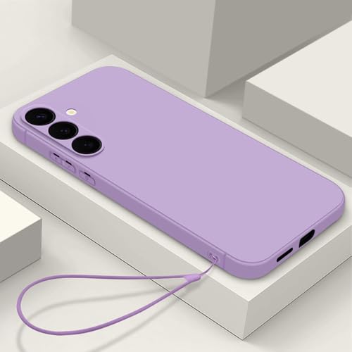 Magnetische Hülle aus flüssigem Silikon für Samsung Galaxy S24 S23 S22 S21 Ultra S25 Plus S23 S20 FE Kabellose Ladeabdeckung, Grasviolett, Umhängeband, für Samsung S22 von FORLUZ