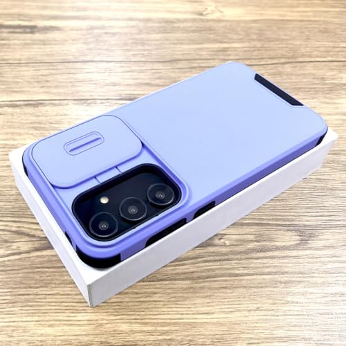 Stoßfeste Panzerhülle für Samsung Galaxy A55 A15 A35 A25 A54 A53 A14 5G 4G S24 S23 S22 S21 Ultra Plus FE Kameraobjektiv-Schiebeabdeckung, Lila, Für Samsung S22 Plus von FORLUZ