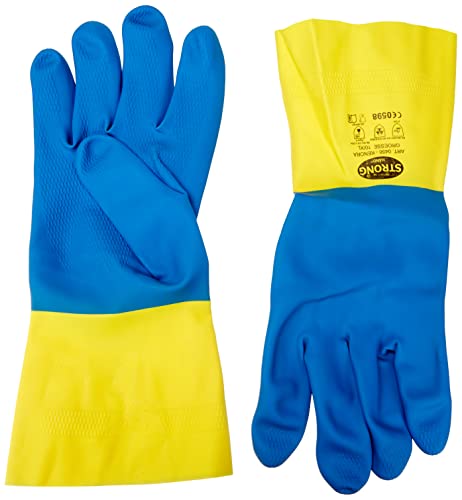 stronghand Industrie Gummihandschuh KENORA, blau-gelb, Größe 10, lebensmittelgeeignet und chemikalienbeständig von stronghand