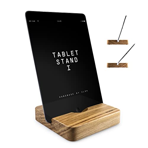 FORMGUT ZLOH® Tablet Halterung Holz iPad Ständer Handy Halterung 2 Betrachtungswinkel (15 x 15 x 3cm - Eiche) von FORMGUT