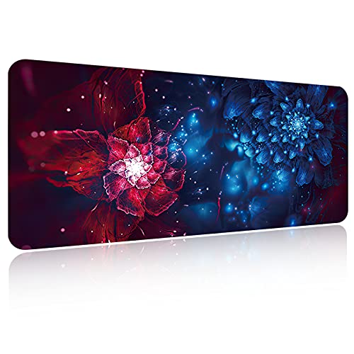 FORRICA Mauspad XXL 900x400x3MM Groß Gaming Mousepad Verdicktes Wasserdicht rutschfeste Tastatur Pad Schreibtischunterlage Schreib Mat Geeignet für Zuhause Büro Blume B von FORRICA