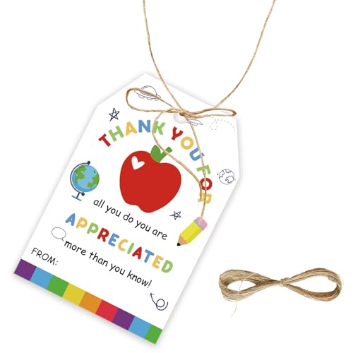 Geschenkanhänger mit Aufschrift "Happy Teacher's Day", Dankeschön-Etiketten mit Schnur für Lehrer, Geburtstag, Lehrer, Wertschätzung, Partygeschenke, 50 Stück Geschenkanhänger mit Aufschrift "Happy Teacher's Day", Dankeschön-Etiketten mit Schnur für Lehrer, Geburtstag, Lehrer, Wertschätzung, Partygeschenke, 50 Stück von FORSHEEP