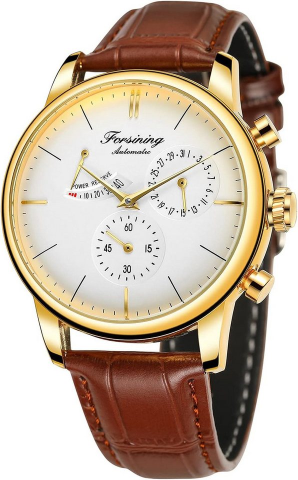 FORSINING Klassische Automatikuhr mit analoger Zeitanzeige, mit Datumsanzeige Watch, Herrenuhr mit Mineralglas und Schnallenverschluss FORSINING Klassische Automatikuhr mit analoger Zeitanzeige, mit Datumsanzeige Watch, Herrenuhr mit Mineralglas und Schnallenverschluss von FORSINING