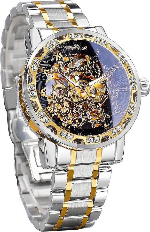 FORSINING Klassisches Retro-Design-römischen Zahlen- stilvollem Edelstahlarmband Watch, Stilvolle Männeruhr mit durchsichtigem Rückdeckel und Sicht auf das FORSINING Klassisches Retro-Design-römischen Zahlen- stilvollem Edelstahlarmband Watch, Stilvolle Männeruhr mit durchsichtigem Rückdeckel und Sicht auf das von FORSINING